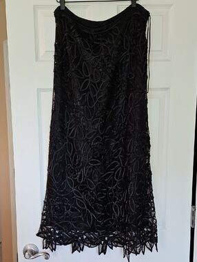 100% Silk Lace And Beads Maxi Skirt